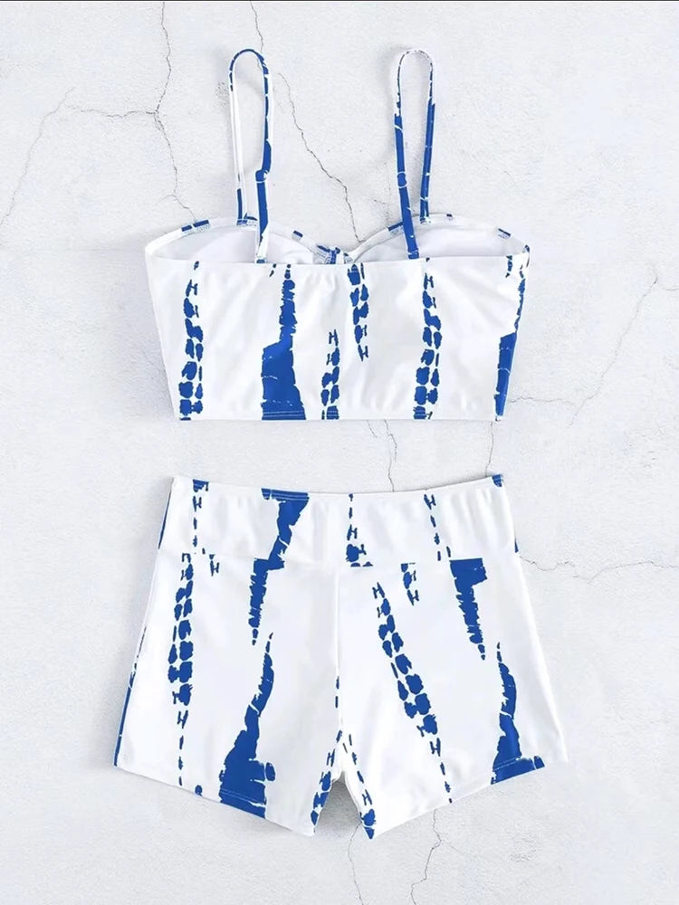 Costume de baie pentru femei 2025 - Pantaloni scurți cu talie înaltă și șnur în față