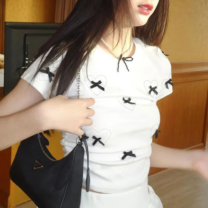 Tees T Shirt Clothes For Women Clothing Japanese 2000s style Y2K T-Shirts Friends Crop Tops Cutecore Women Blusas Ropa Camisetas
