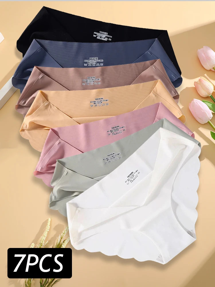 Damen Unterwäsche Set 2025 - 7PCS/Set Seamless Silk Briefs elegant Panties Comfortable