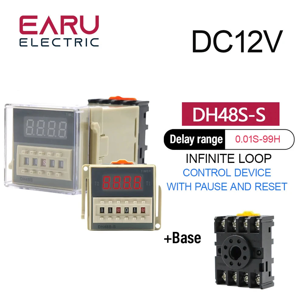 DH48S-S Zeitrelais 0,1s-99h - Programmierbare Zeitschaltuhr AC/DC mit DIN-Schiene