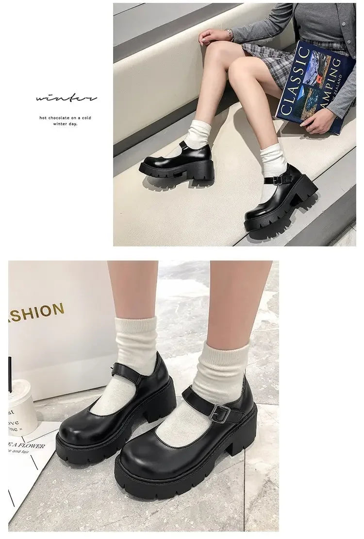 Schuhe Lolita Frauen 2025 - Japanischer Stil Mary Jane Vintage Mädchen - Hohe Absätze Platform College Student Pumps