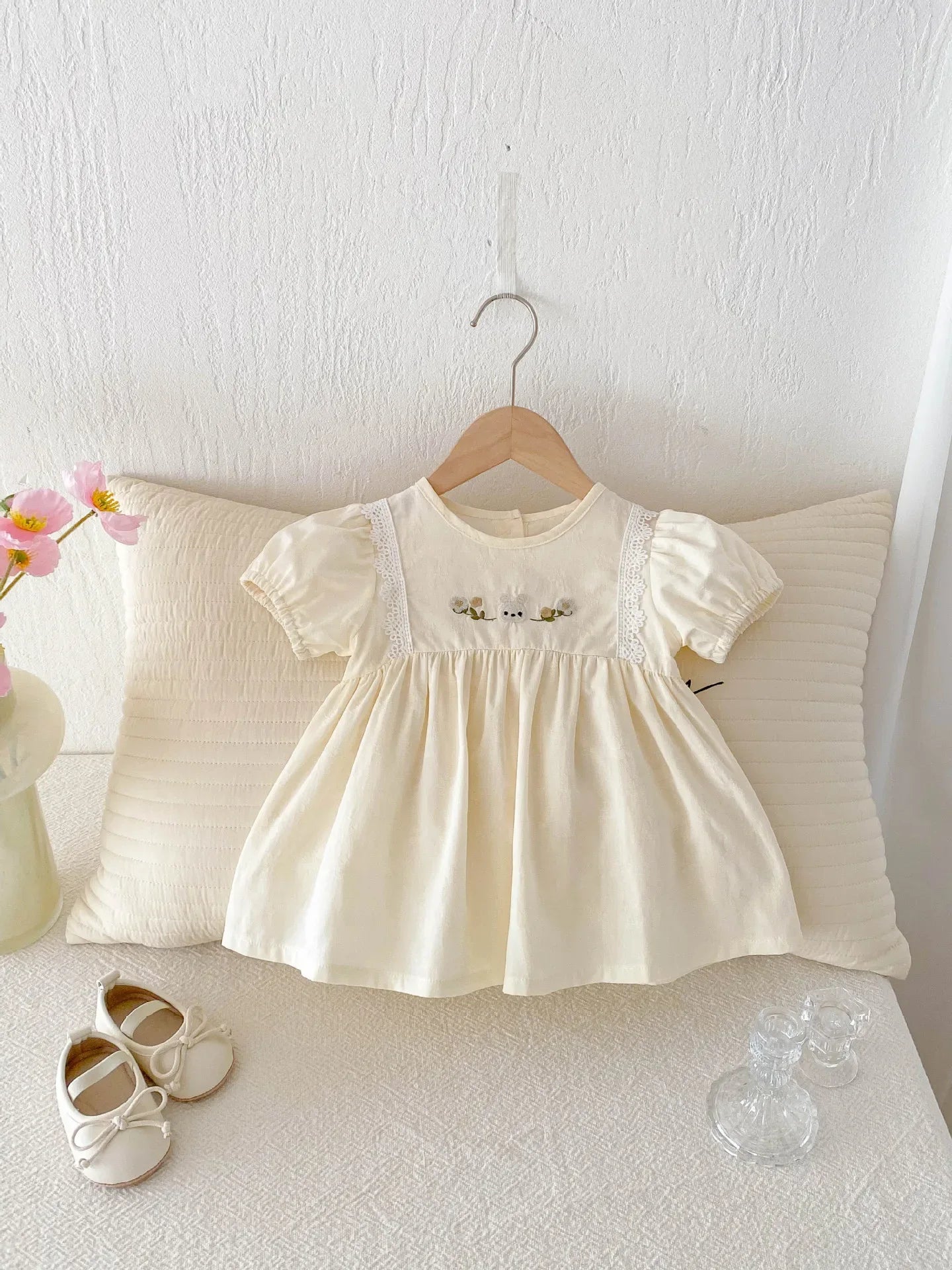 NELNKAGHY Kleid Spitze Baumwolle - Floral Prinzessin Gr 80 - Golden Bridge Store