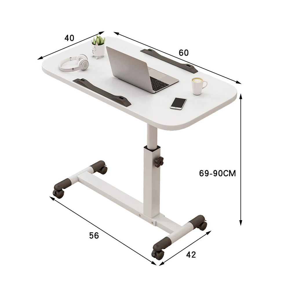 Reglable Über-Bett-Tisch mit verstellbarer Höhe, kippender Oberfläche, Rädern, rollendem Stehendem Laptop-Desk