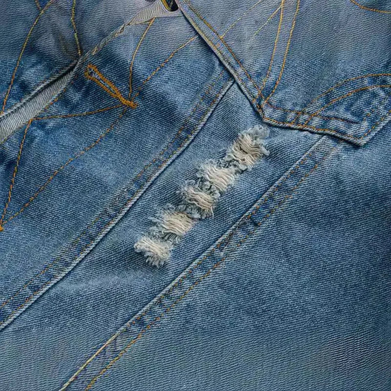 Men's Denim Vest Sleeveless Jackets Cotton Retro Streetwear Ripped Blue Jean Vests Fashion Hip Hop Waistcoat Men Clothing