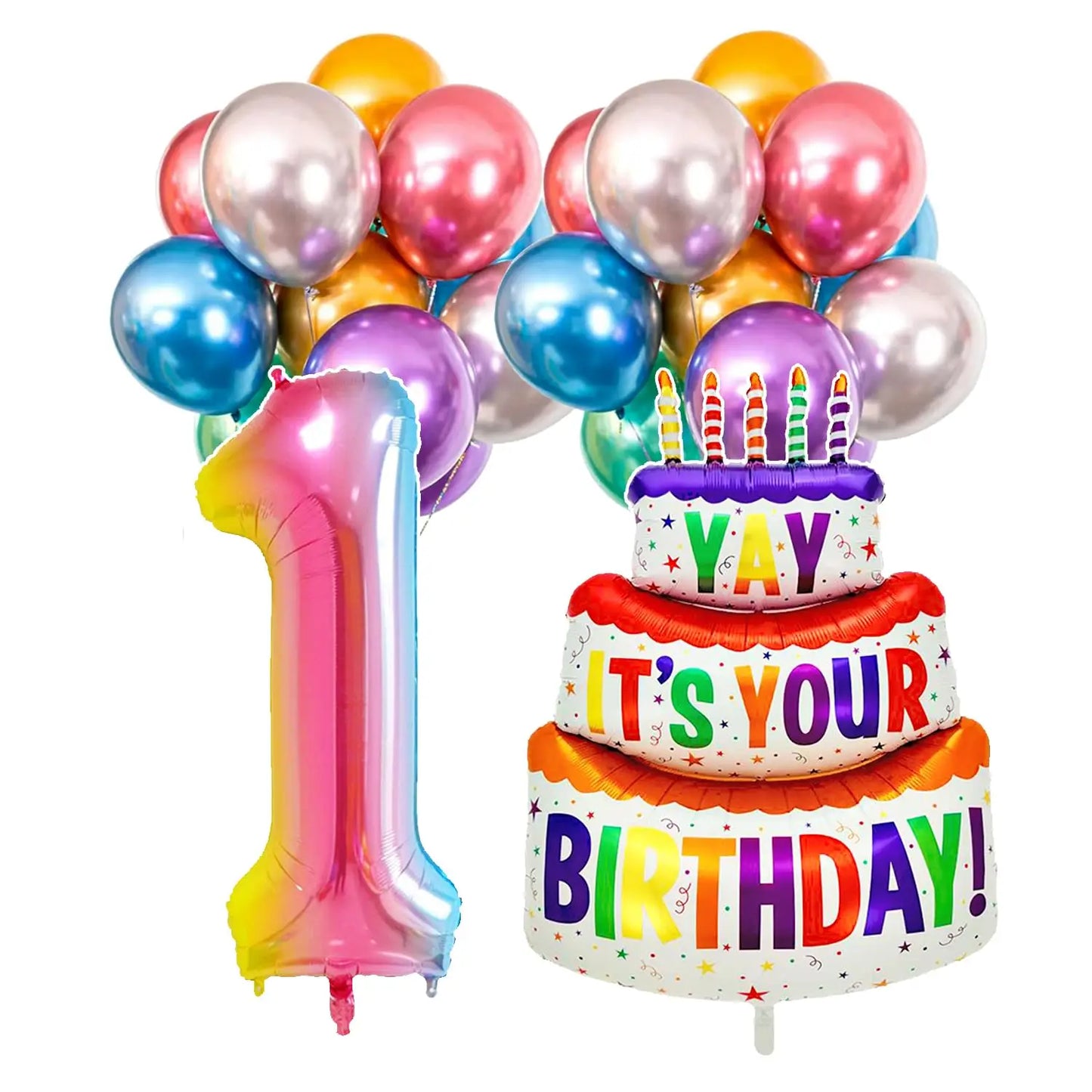 Renyuan Rainbow Zahlen Folienballons - 20er Pack 32 Zoll