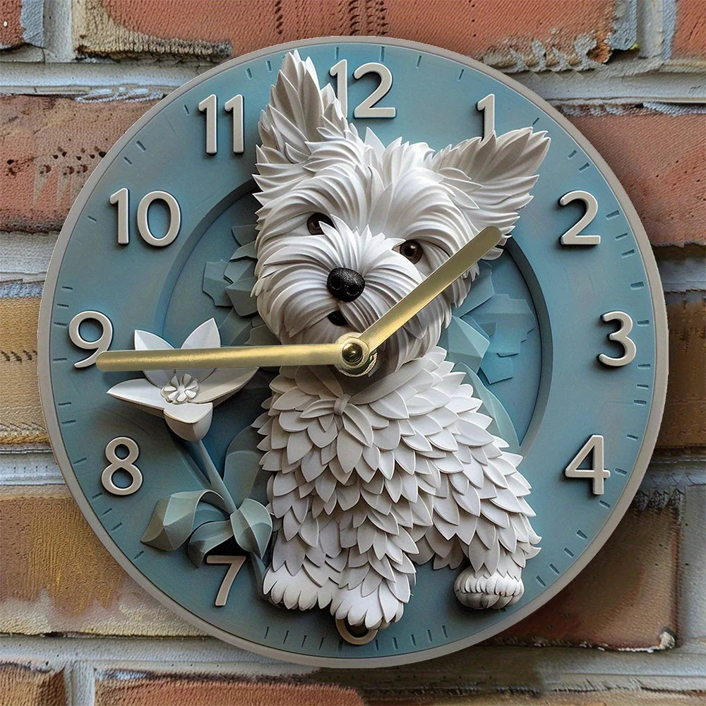 DIY-Wanduhr-Kit 2025: West-Highland-Terrier 2D-Design - Silent Movement Collection