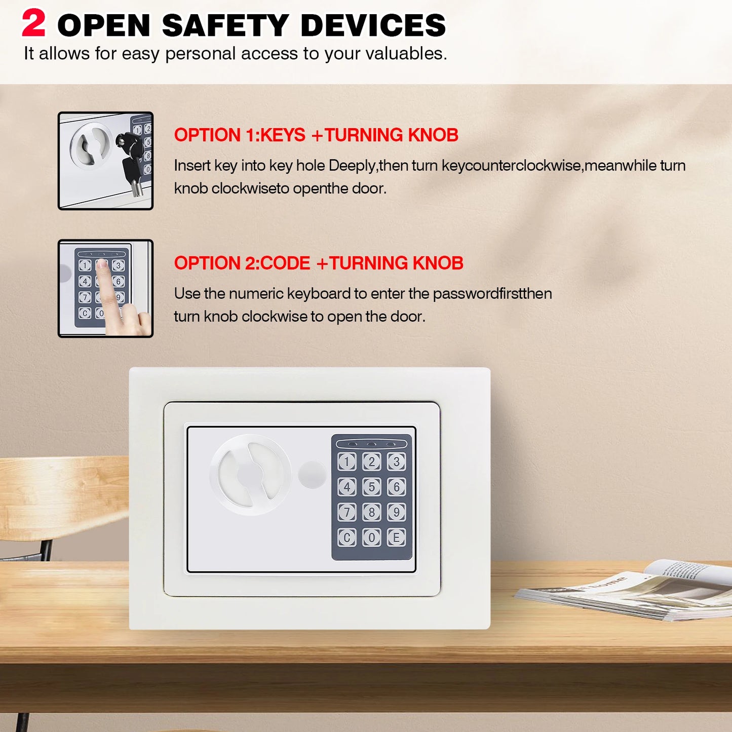 Seif digital din oțel DayPlus 16L - Cutie electronică de securitate pentru birou și casă