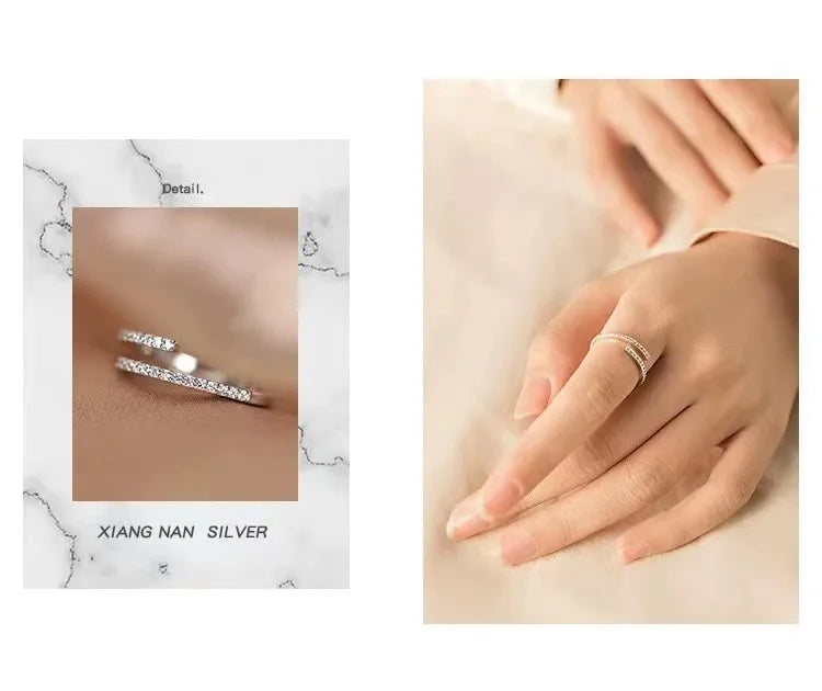 REETIC Ring Verstellbar Zirkon - 925 Silber 2g Offen