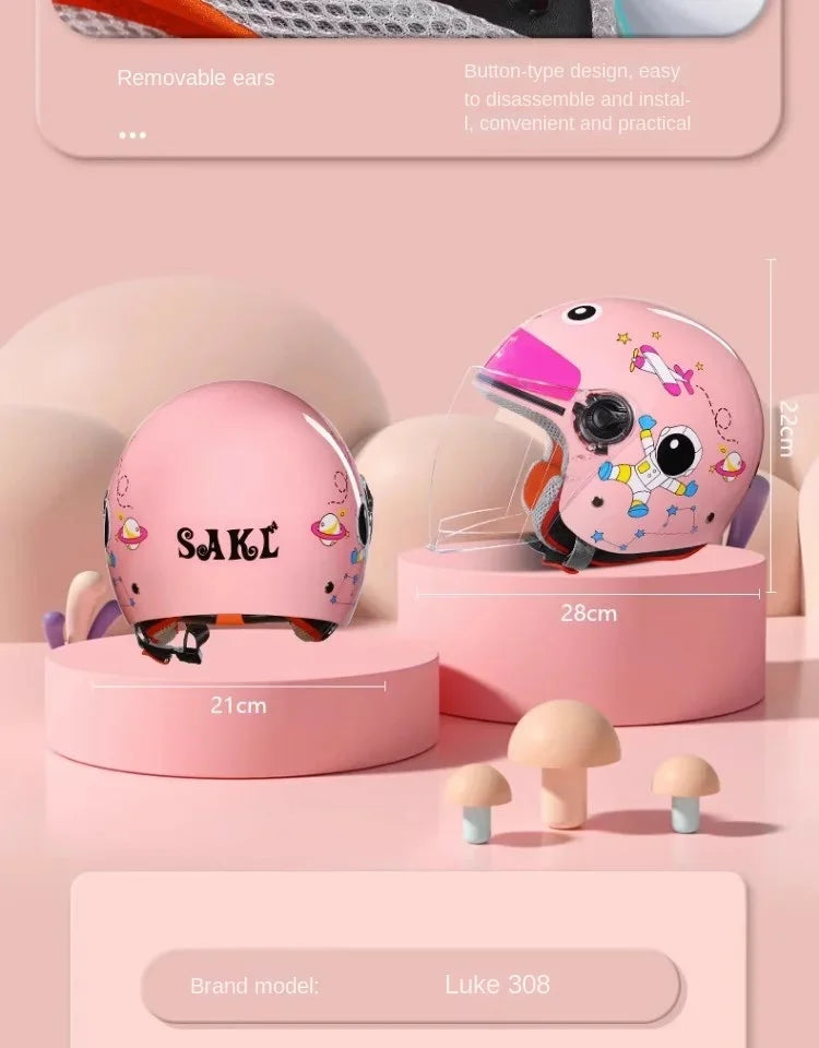 Children Cartoon Cute four seasons Motorcycle helmets Open face electric car bike child helmet for kids boy girl unicorn DOT