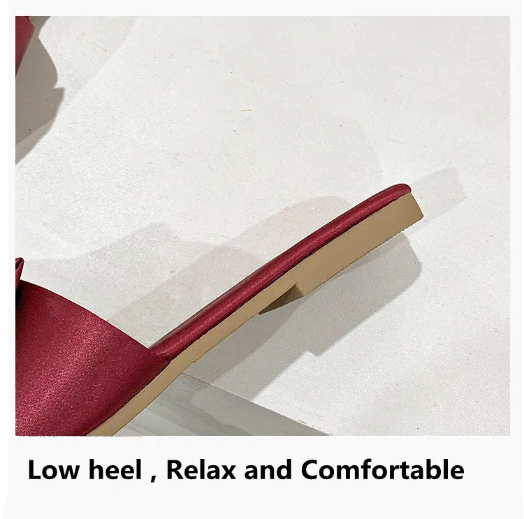 Women Beach Slippers 2024 Summer Flat Shoes Woman Slip On Slides Silk Style Female Slip On Sandals Girls Indoor Outdoor Slippers