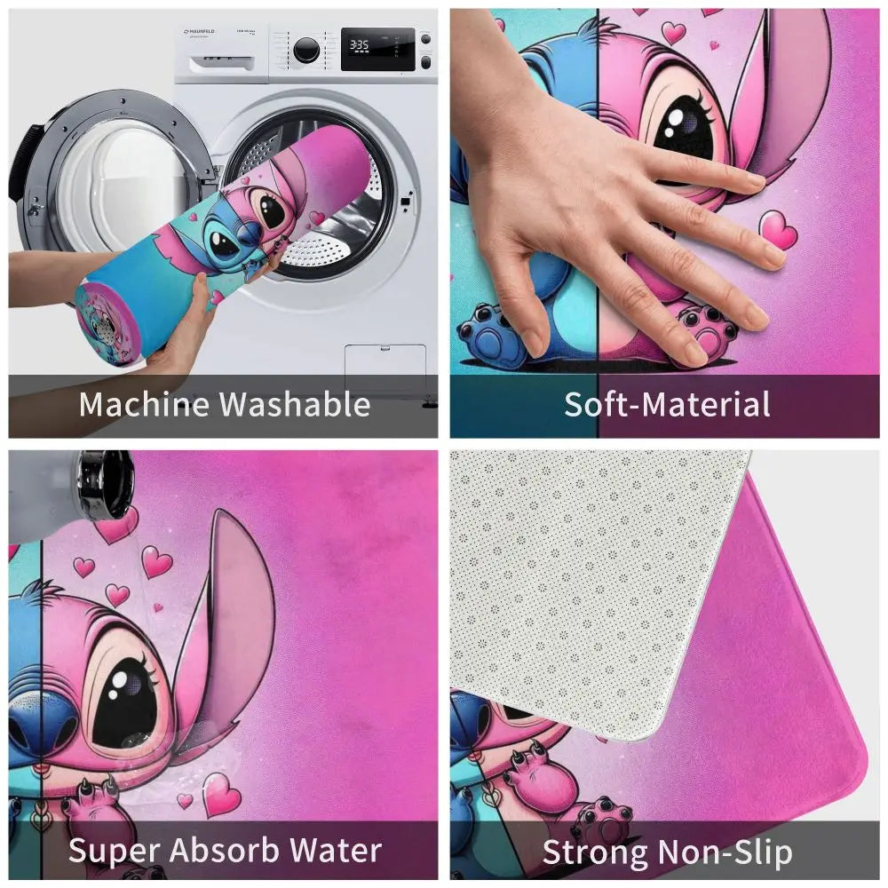 Custom Cartoon Stitch Floor Door Kitchen Bathroom Mat Anti-Slip Outdoor Doormat Bedroom Balcony Entrance Rug Carpet Footpad