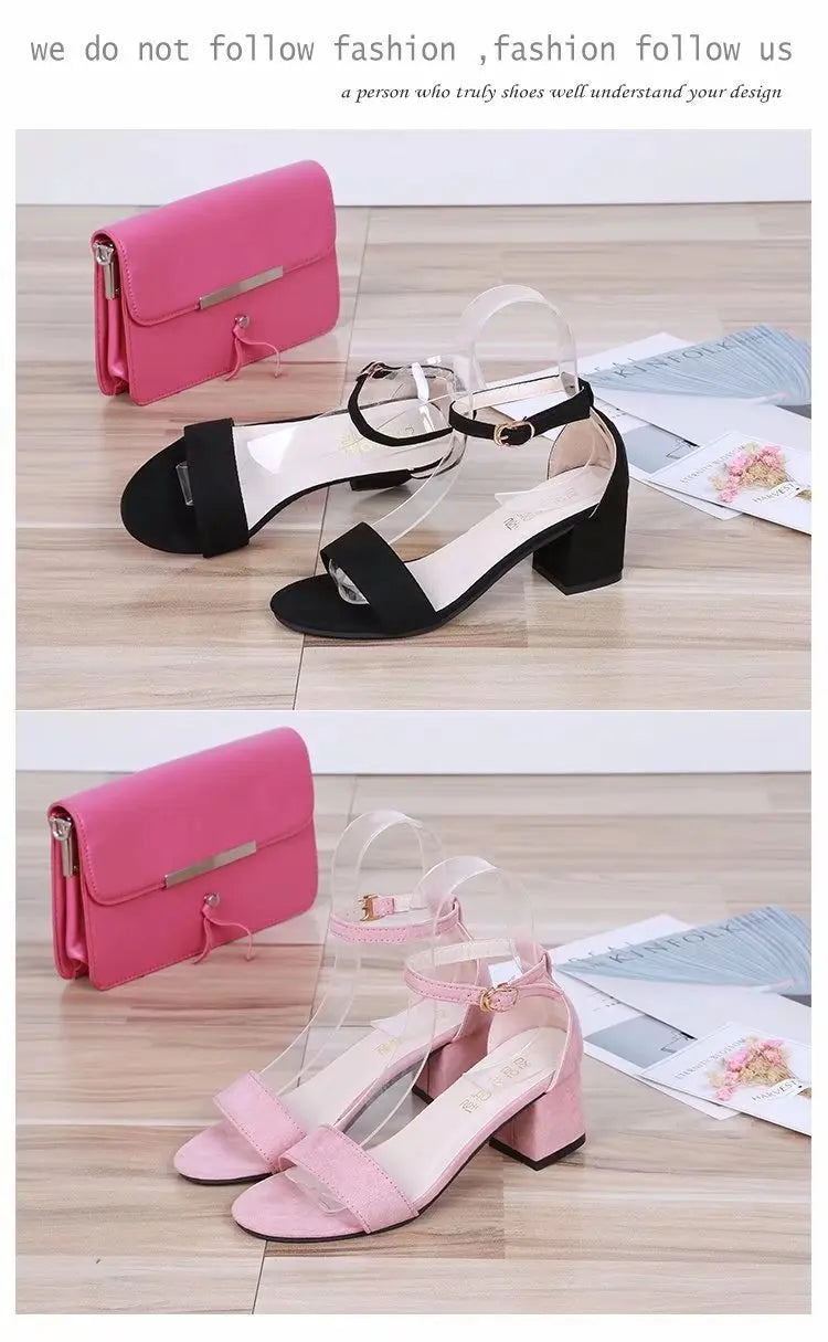 Heeled Sandals Women 2024 Elegant Woman Shoes with Low Heels Luxury Designer Block Heel elegant Best Selling Products