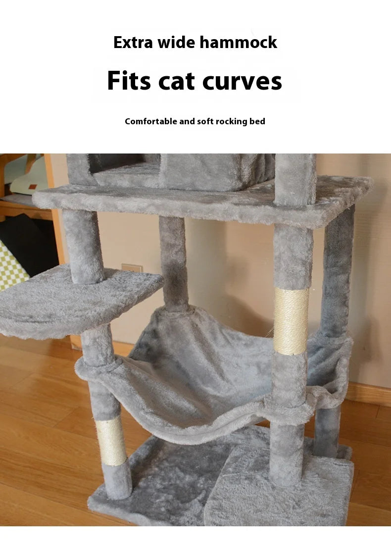 Large Wooden Cat Tree for Big Cats Multi Level Cat Climbing Tower with Scratching Posts and Cozy Condo