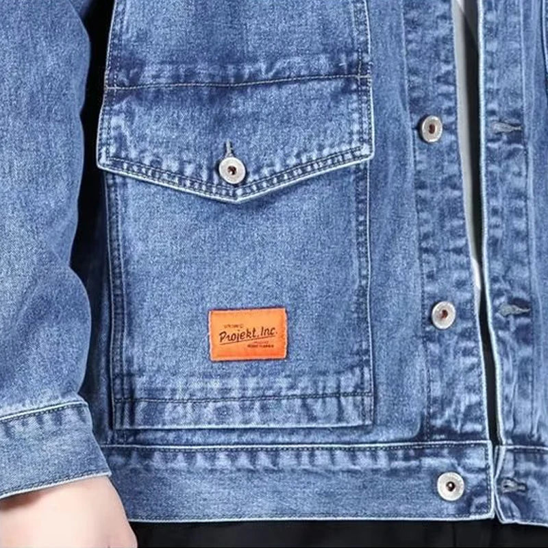 Black Blue Denim Short Jacket Men Jeans Jacket Coats Casual Windbreaker Pockets Overalls Bomber Streetwear Man Clothing Outwear