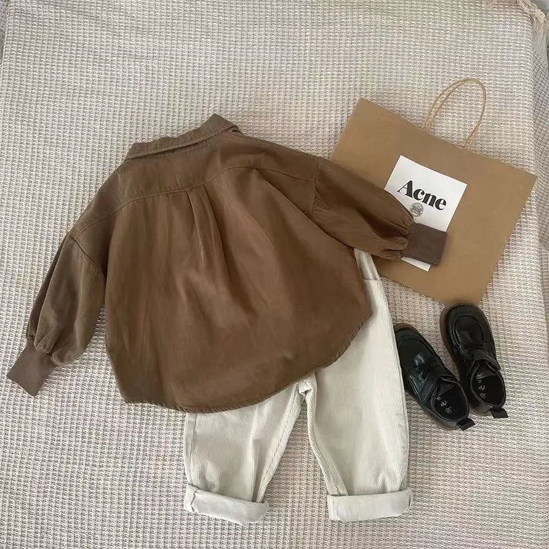 Children's Set 2024 New Boys Baby Spring and Autumn Cool and Handsome Shirt Pants 2 Pieces Kids Clothing For Boy