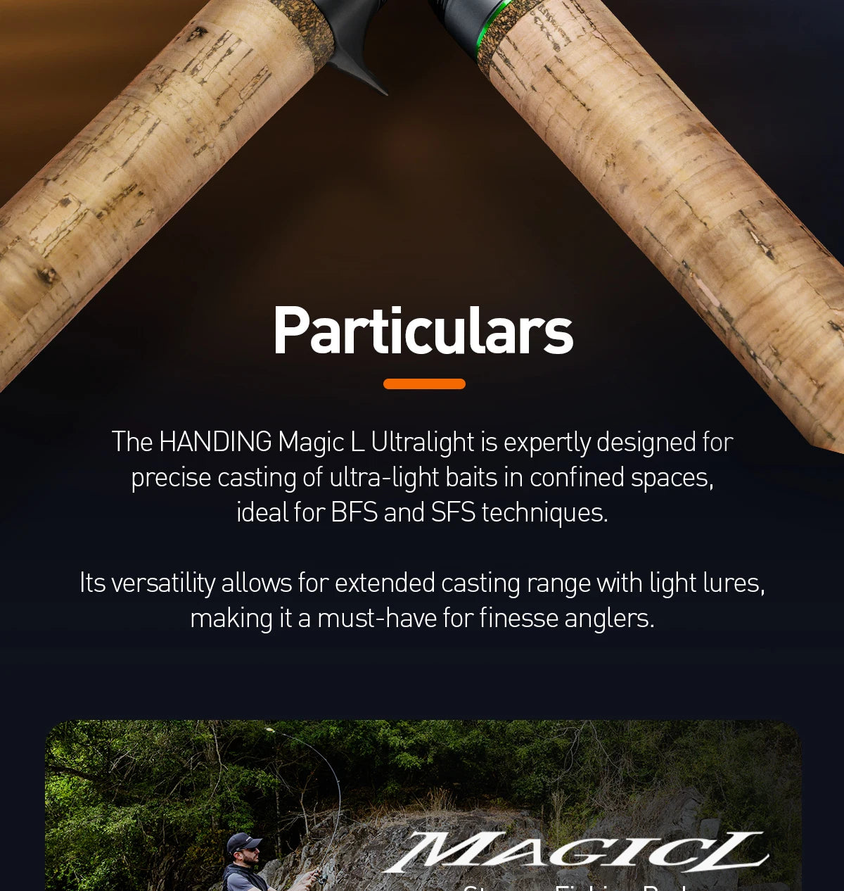 HANDING 78g Magic L Micro BFS Fishing Rod Carbon Fishing Rod Lure Weight 1-8g FUJI® O+A Guide Rings UL/L Casting Rod for Trout