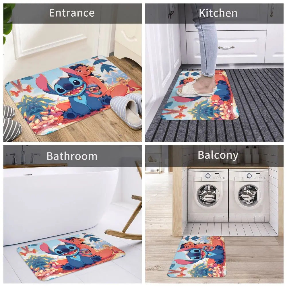 Custom Cartoon Stitch Floor Door Kitchen Bathroom Mat Anti-Slip Outdoor Doormat Bedroom Balcony Entrance Rug Carpet Footpad