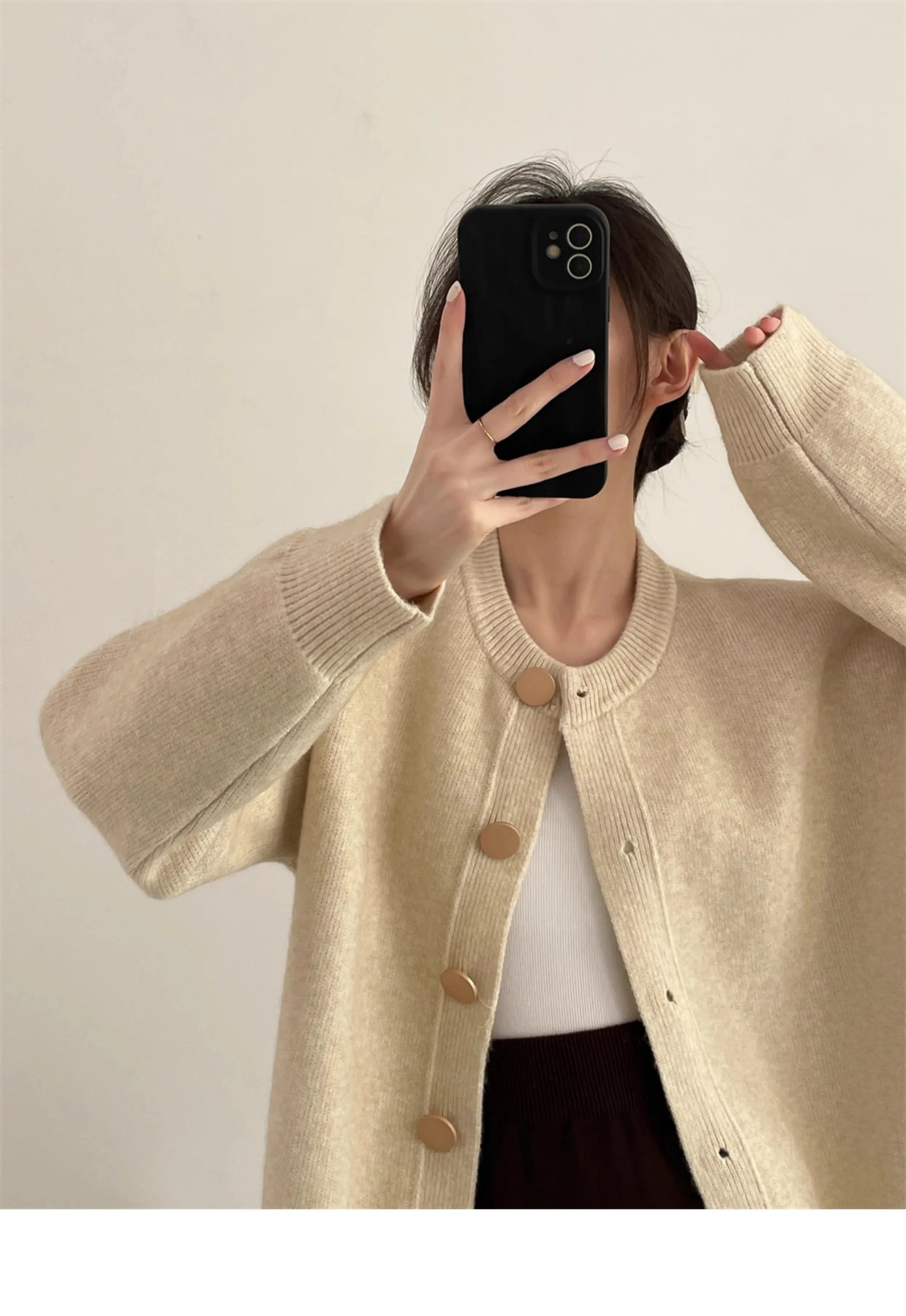 AOSSVIAO Strickjacke O-Ansatz - Größe L, Elastizität Hoch