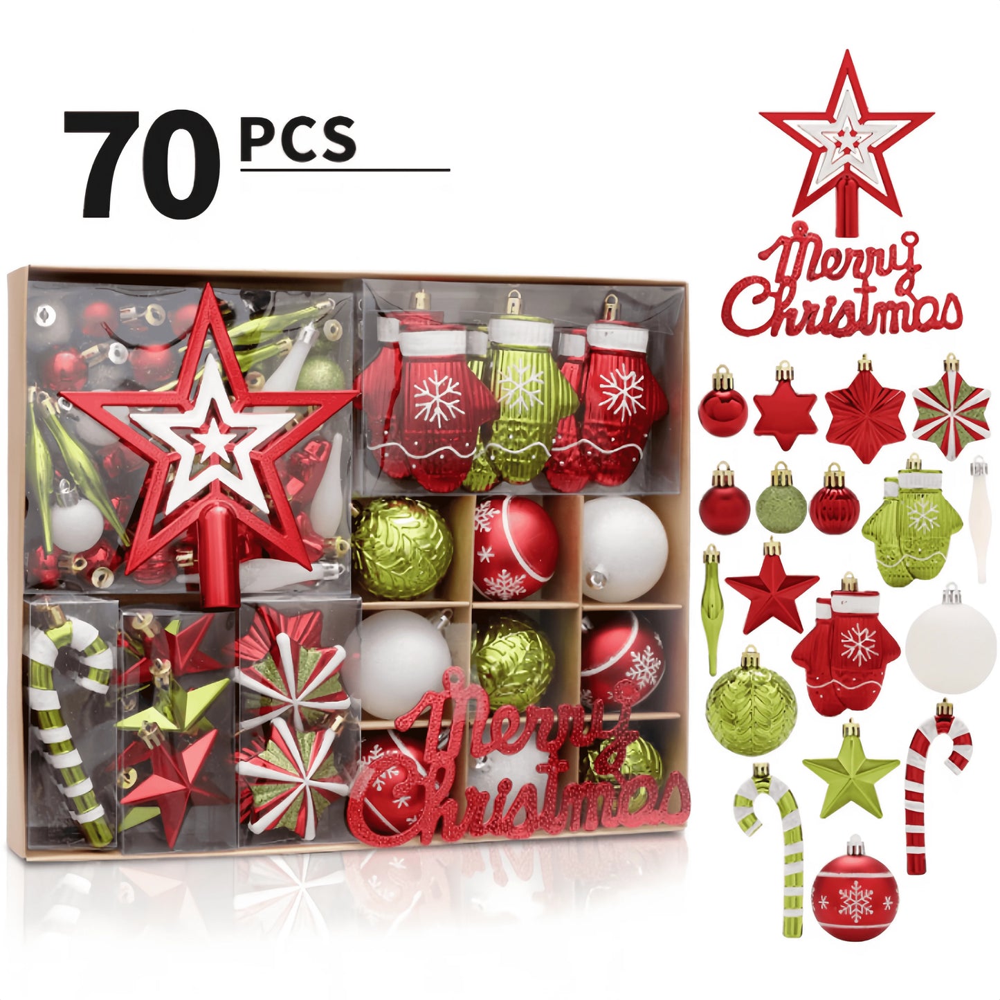 Nordstern 204 Christbaumschmuck Kugeln - 70 Stk, Durchmesser 2–5 cm