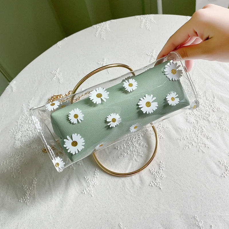 Fashion Crossbody Bags for Women Summer and Autumn New Daisy Print Pattern Jelly Women Bags One Shoulder Portable Female Handbag