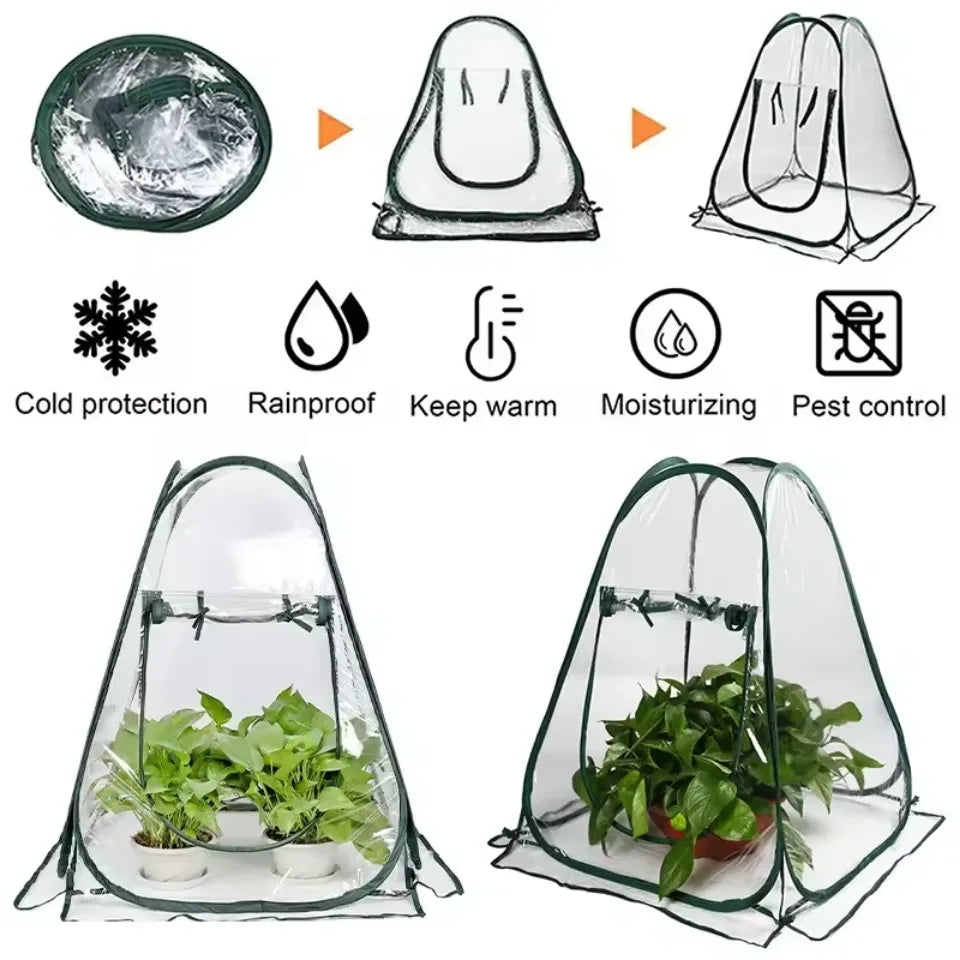 Plants Greenhouse Tent Transparent Folding Horticultural Greenhouse Warm Room Mini Sunroom Garden Nursery Plant Protective Cover