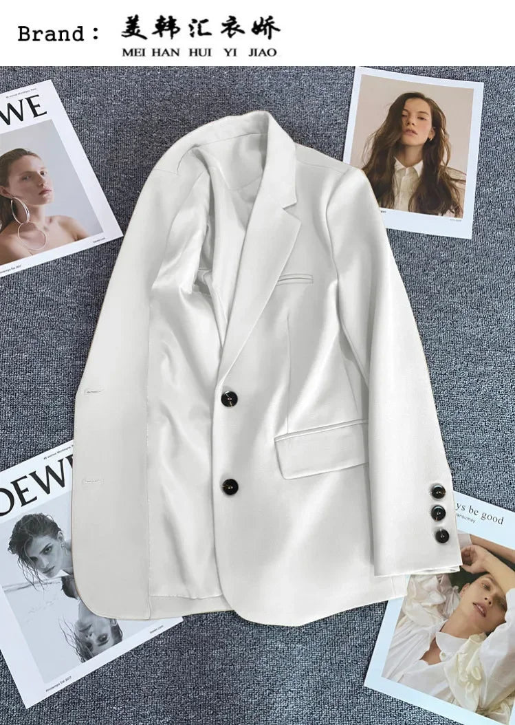 Elegant Office Lady Blazers for Women 2024 Fashion Long Sleeve Single Button Blazer Coats Female Top Suit Jackets Outerwears