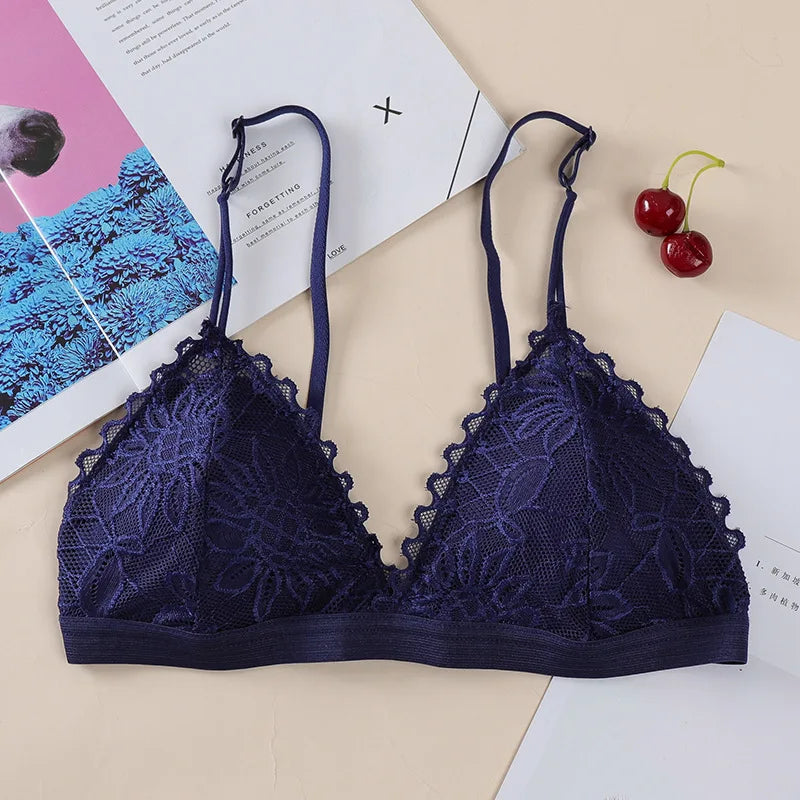 elegant Floral Lace Bra Top For Women Push Up Female Lingerie breathable Bralette Removable Pad Thin Fashion New Wireless Bras