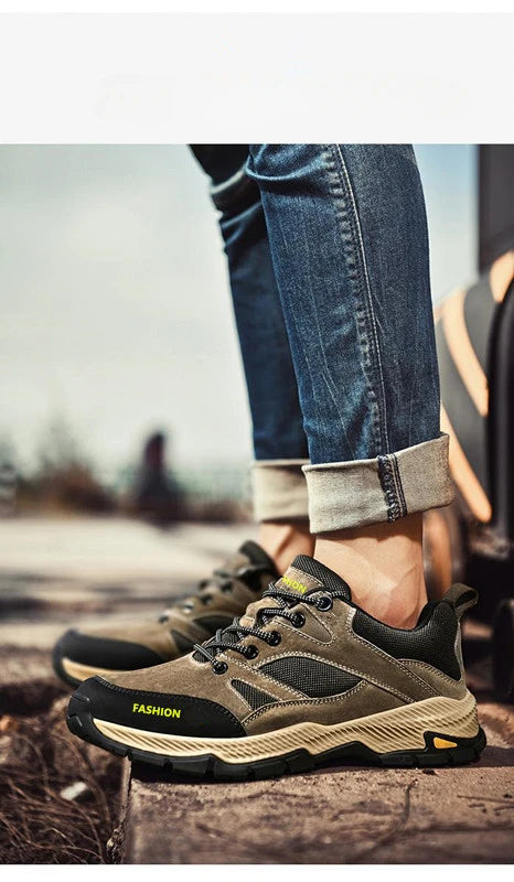 Men Sneakers Casual Breathable Hiking Walking Shoes Man Outdoor Fashion Leather Anti-slip Climbing Trekking Sneakers Footwears