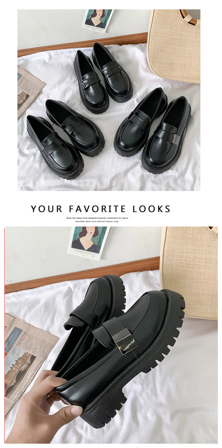 Womens Derby Shoes Black Flats British Style Casual Female Sneakers Ladies' Footwear Shallow Mouth Loafers With Fur Soft 2022