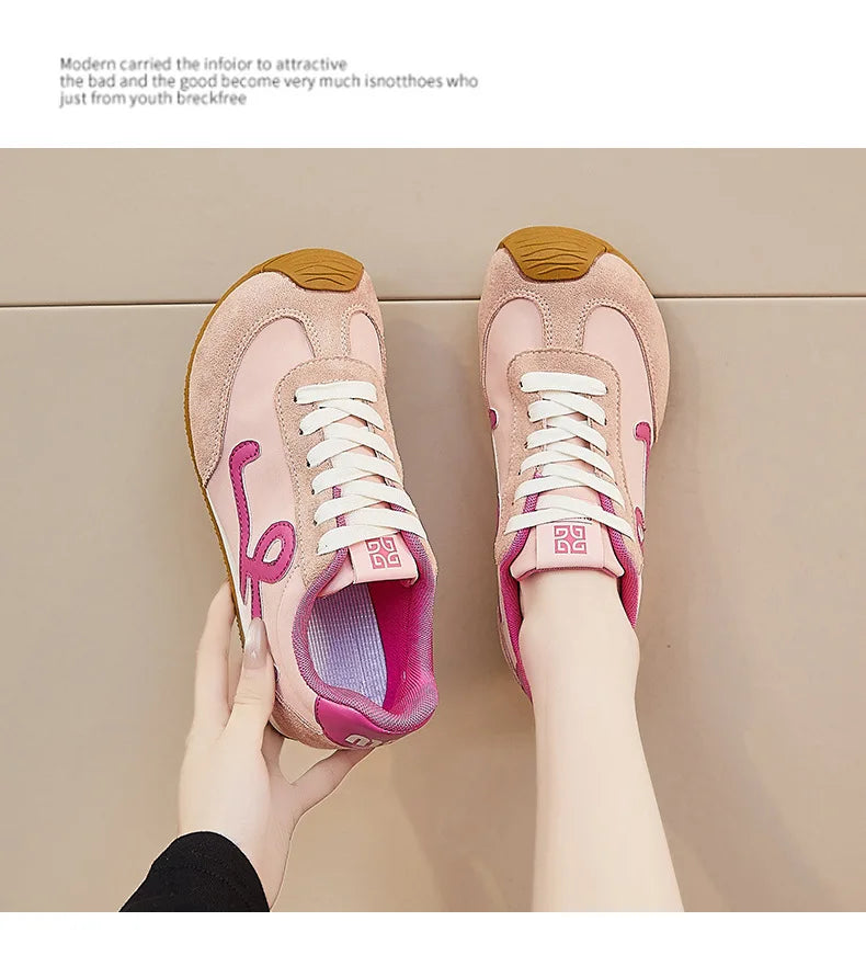 New Fashion Women's Shoes 2025 Spring Autumn Platforms Sneakers Comfortable Flat Shoes Lace-up Non Slip Casual Vulcanized Shoes