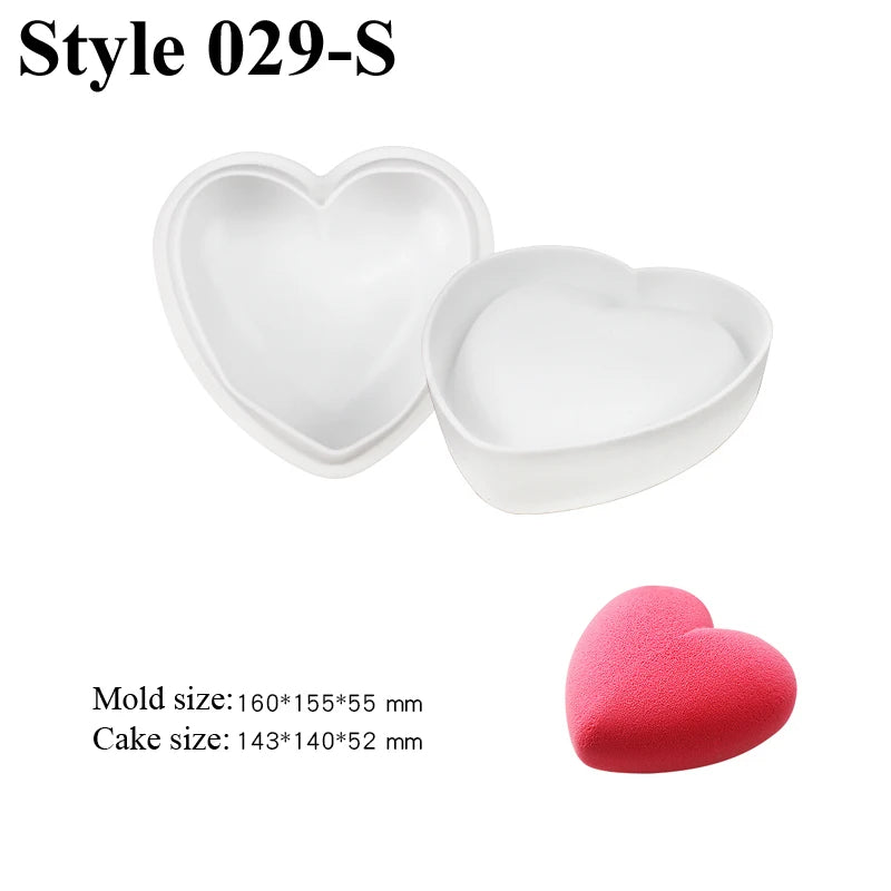 Romantic Heart or Rose Design Silicone Cake Molds Valentine's Day Mousse Cake Mold Kitchen Bakeware Dessert Decorating Tools