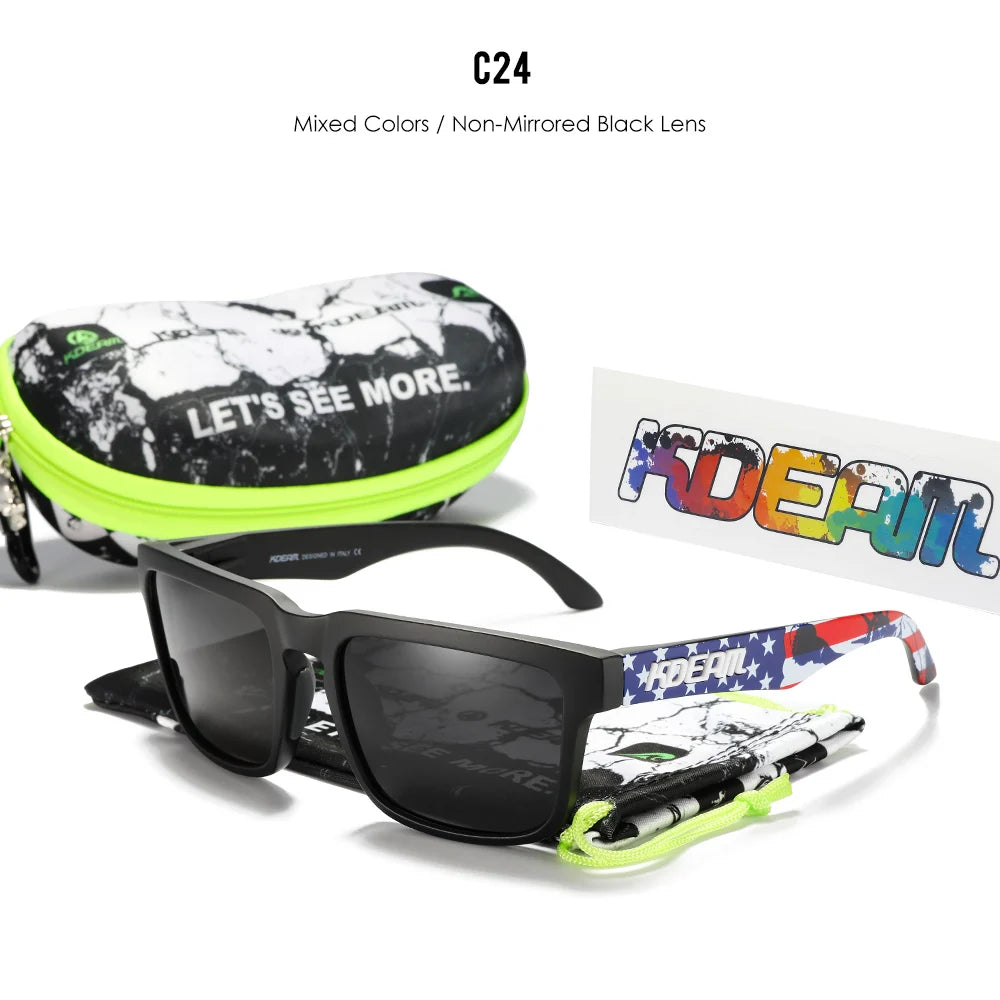 Ochelari de soare polarizați KDEAM pentru bărbați, ochelari de soare pătrați, casual, în aer liber, ochelari de soare unisex pentru femei, pentru cupluri, cu ambalaj nou