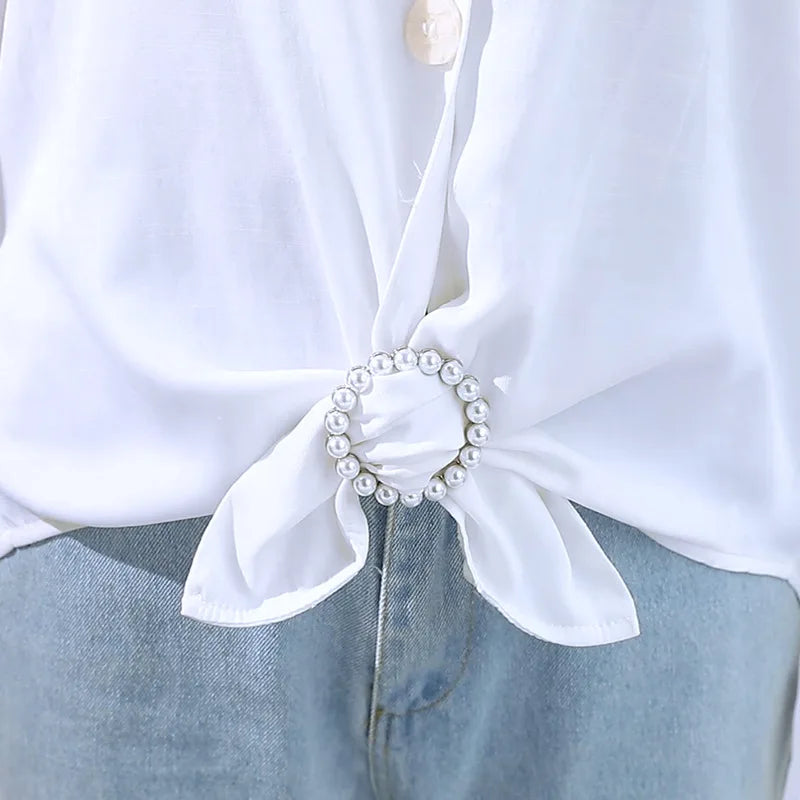 Inel metalic talie buton eșarfă buton modă colț tiv talie înnodată broșe femei tricou cataramă fixă fată Decor accesorii