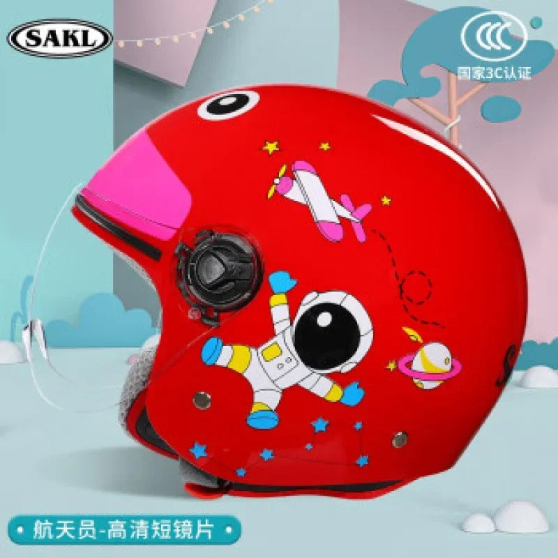 Children Cartoon Cute 4 season Motorcycle helmets Open face electric car bike child helmet for kids boy girl unicorn casco moto