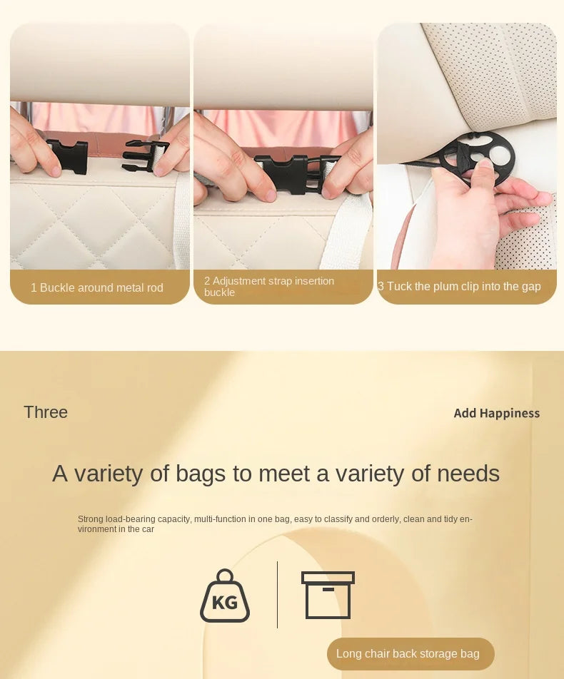 Car Storage Hanging Bag for Car Interior Multi-Functional Car Seat Back Organizer Rear Seat Tissue Box Trash Can Storage Box