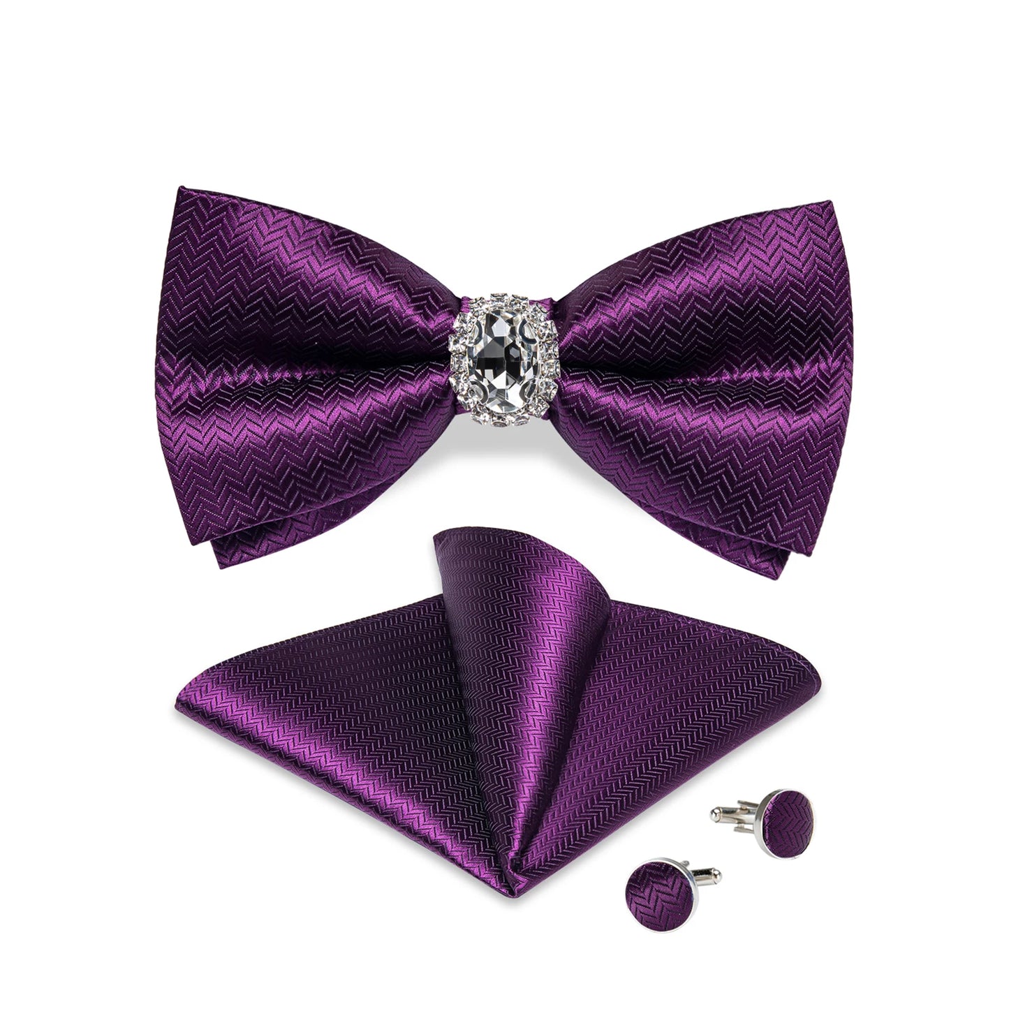 Set de butoni de buzunar cu nod fluture pentru bărbați, din mătase, de designer, pentru nuntă