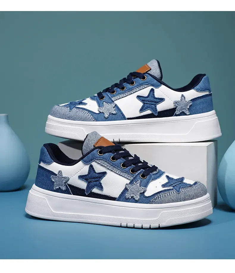 Men's Sneakers Fashion Star Skate Shoes Punk Hip Hop Style Student Sports 2 Summer All-match Non-slip Booster Casual Shoes
