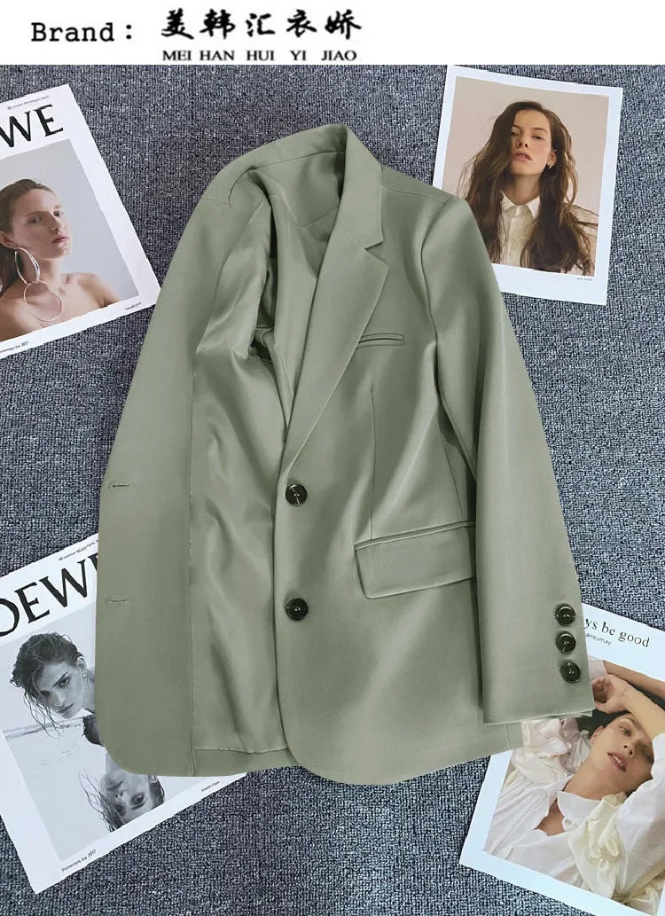 Elegant Office Lady Blazers for Women 2024 Fashion Long Sleeve Single Button Blazer Coats Female Top Suit Jackets Outerwears
