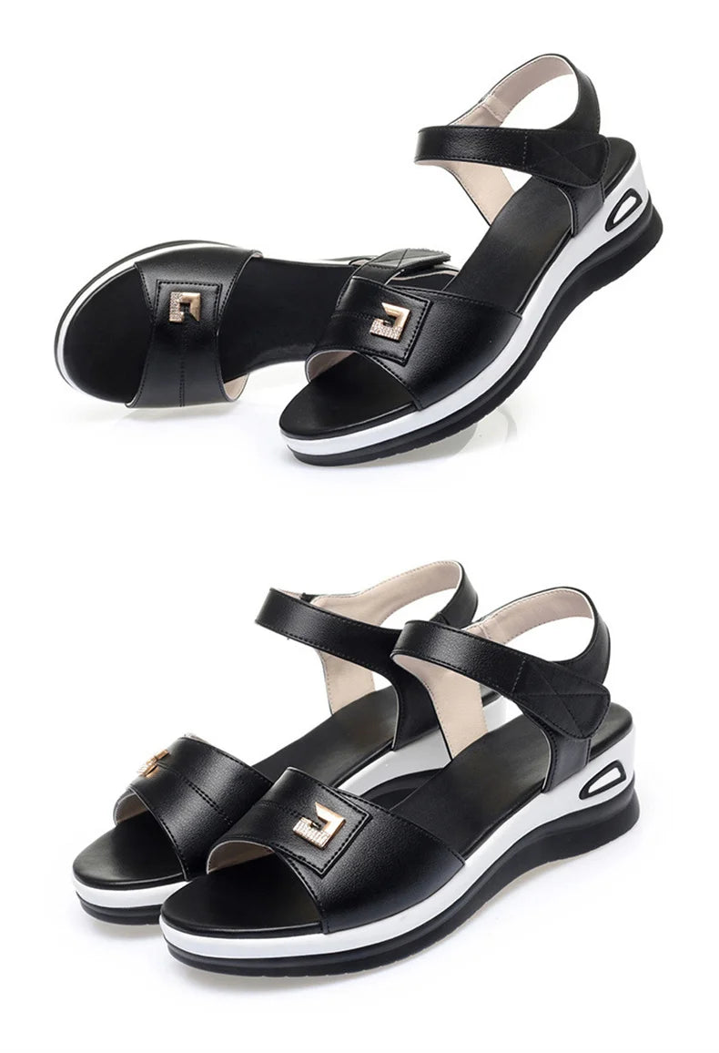 MCDV Sandale Knöchelriemen Komfort - Leder 3cm Rutschfest