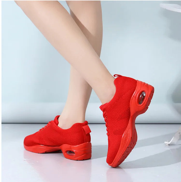 Sneakers Dance Shoes For Women Flying Woven Mesh Comfortable Modern Jazz Dancing Shoes Girls Ladies Outdoor Sports Shoes