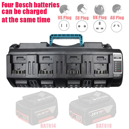 For BOSCH 14.4V 18V Li-ion Charger Rapid Optimum 4-Port 3A Charging Current Replacement Battery Charger BS1418-04