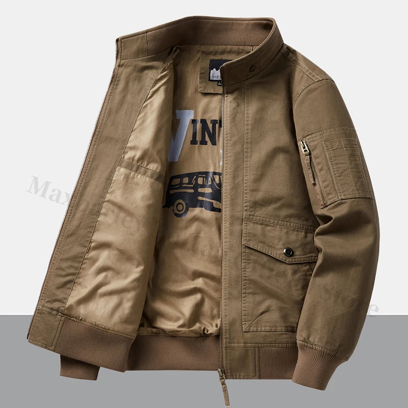 Fujian Safari Baumwolljacke Mehrere Taschen - Stehkragen