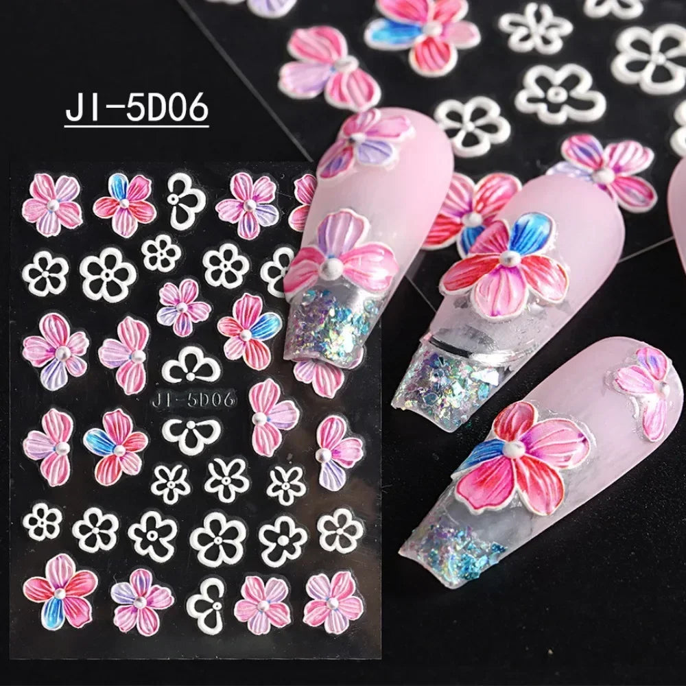 Choice 5D Nagelsticker Cherry Blossom - 3D Gold 10er Set