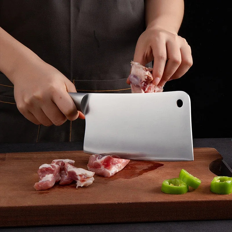 Chef Knife 7-piece Set Stainless Steel Hollow Handle Slice Meat Cleaver Chopping Knife Kitchen Scissors with Sharpening Rod