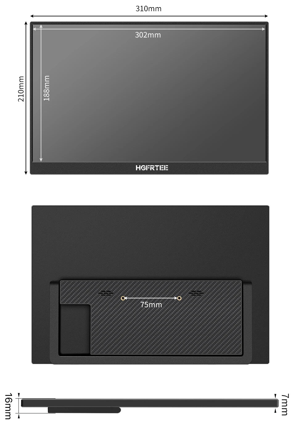 HGFRTEE 14.1inch Portable Monitor Touch Screen 400cd/m² Laptop Second Screen Dispaly HDMI-Compatible For Switch PS4/5