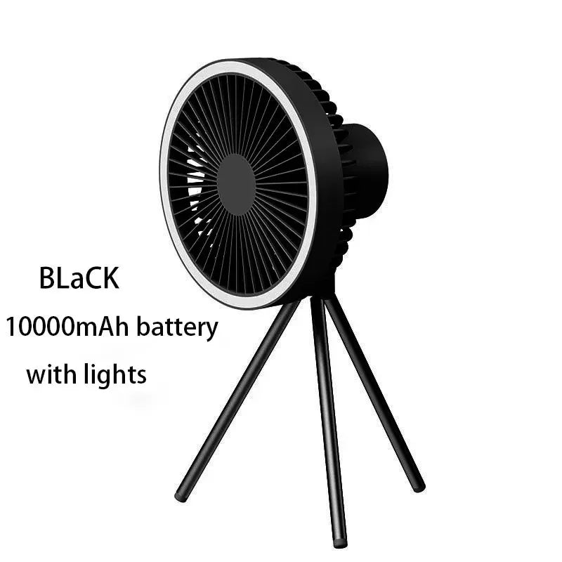 10000mAh Portable Fan Home Outdoor Camping Fan LED Lighting Tripod Stand Desktop with Power Bank Wireless Ceiling Electric Fan