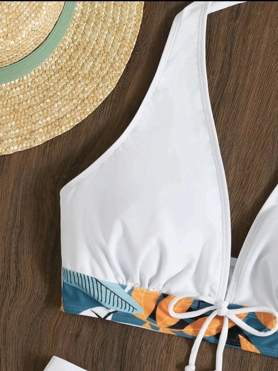 Halter Bikini Set: High Waist Design Wire-Free Support Spandex Polyester - Kurzer Schwimmanzug Frauen Bedruckte Bademode Polsterung Strandmode