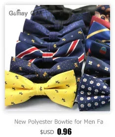 Solid Colors Polyester Adjustable Men's Accessory Set Elegant Pre-Tied Bow Tie Matching Pocket Square & Cufflinks for Wedding