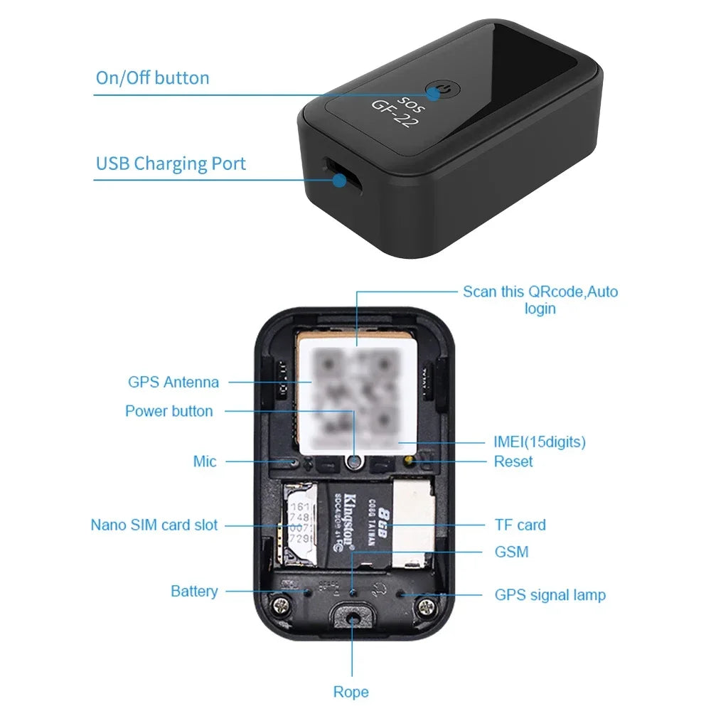 GPS-Tracker 2025: GF-22 Car Tracker Device Strong Magnetic - Automatic Alarm Motorcycle Car Mini GPS Trackers Voice Control Anti-Lost Device Locator Collection