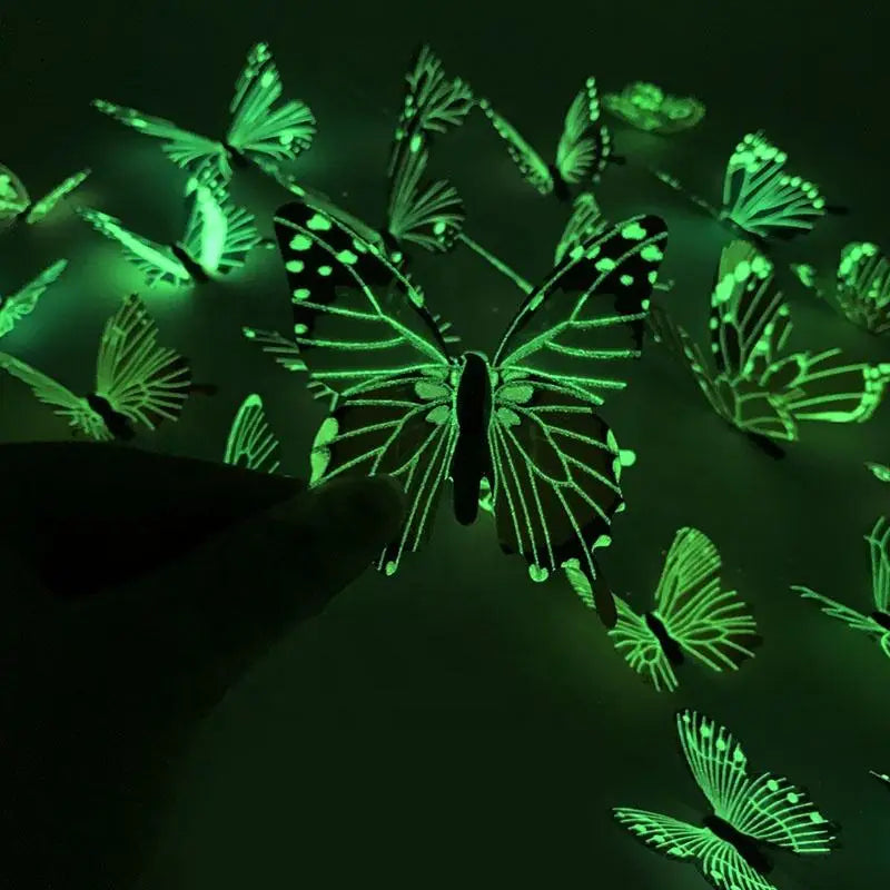 Wandsticker 2025: 12Pcs 3D-Luminous Butterfly - Creative Wall Art Collection